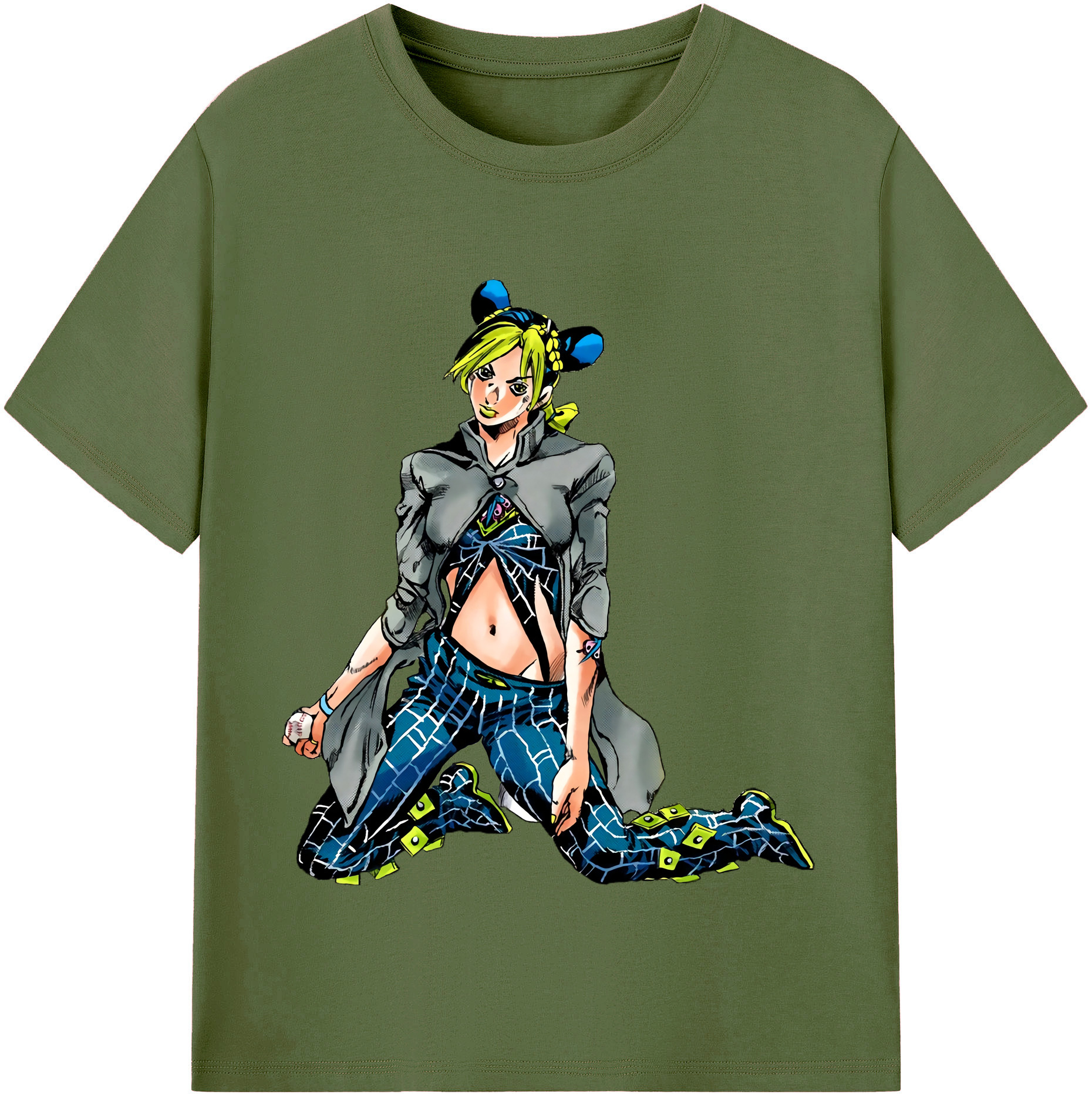 （画像用） "ジョジョの奇妙な冒険 くうじょう ジョリーン JoJo's Bizarre Adventure Jolyne Cujoh " 綿100％半袖Tシャツ（フロントプリント）